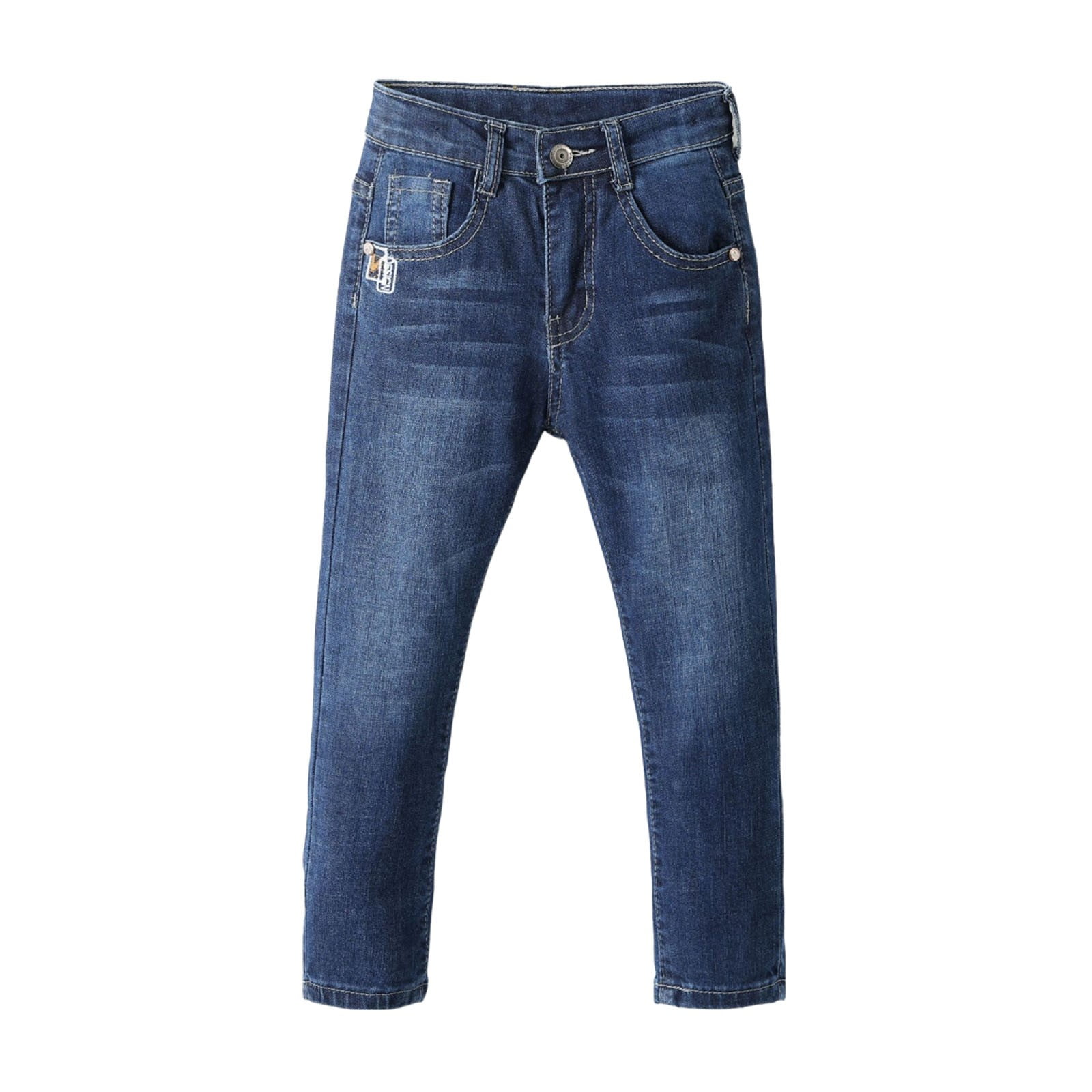 Vunhao Toddler Boys Jeans in Clearance, Casual Pants Button with Pockets Kids Trousers on Sale Dark Blue Size 3 T